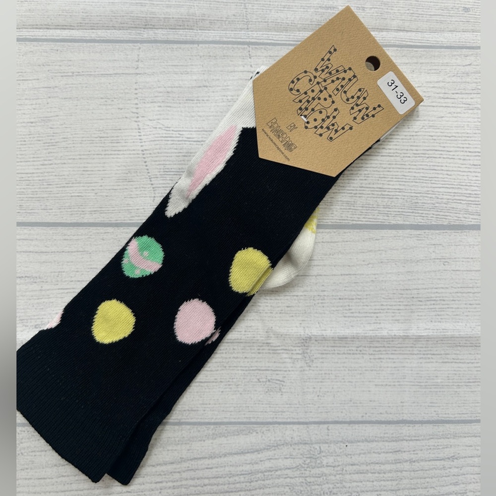 Wauw Capow Black Socks with Colorful Eggs size 31-33